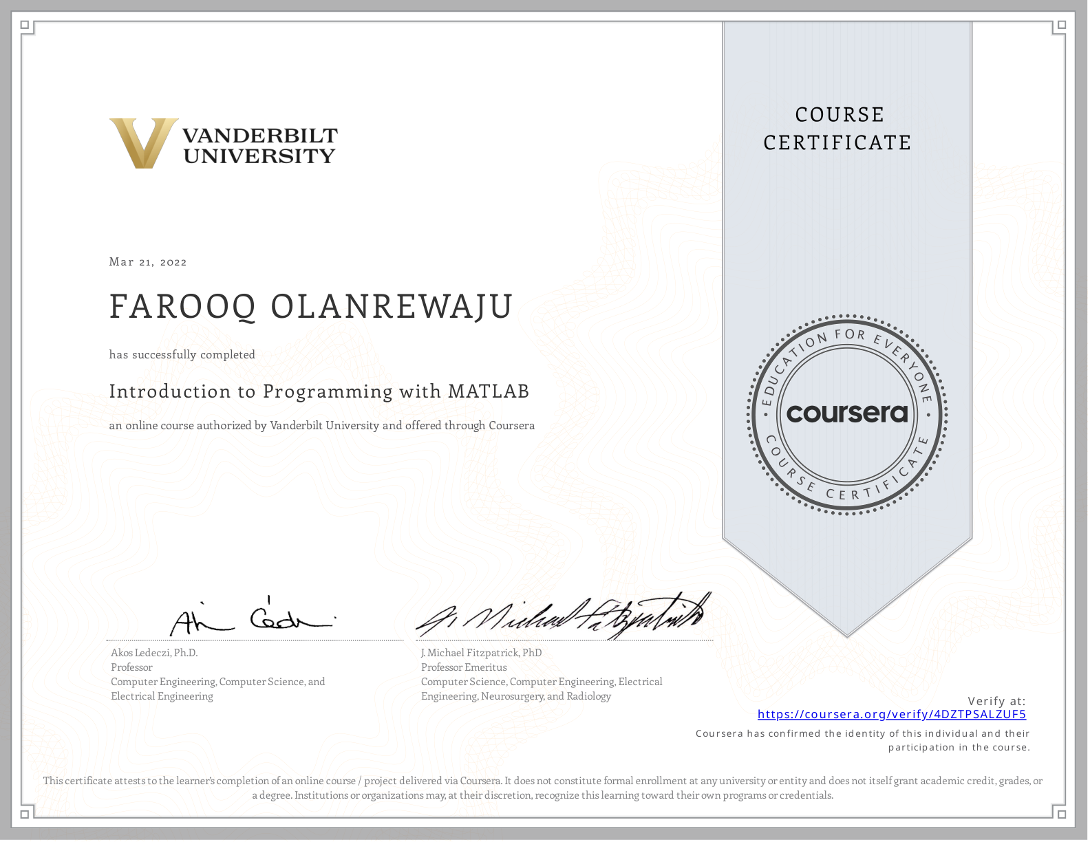 Introduction to Programming with MATLAB