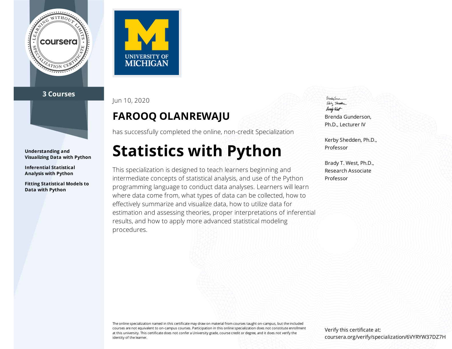 Statistics with Python Specialization